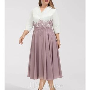J J House mother of the bride chiffon lace dress. Size 6